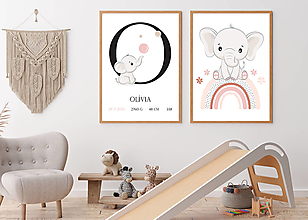 Grafika - Personalizovaný set 2 plagátov Pink Elephant - 16027809_