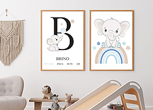 Grafika - Personalizovaný set 2 plagátov Blue Elephant - 16027820_