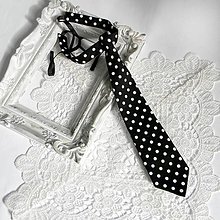 Pánske doplnky - Čierno-biela dámska kravata - 16031757_