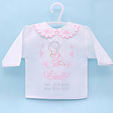 Detské oblečenie - Vyšívaná košieľka na krst "Ružový anjel s ružičkami" - 16029103_