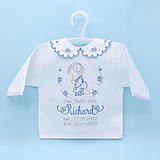 Detské oblečenie - Vyšívaná košieľka na krst "Sivo-modrý anjelik s ružičkami" - 16029500_
