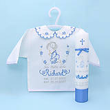Detské oblečenie - Vyšívaná košieľka na krst "Sivo-modrý anjelik s ružičkami" (Košieľka) - 16029501_