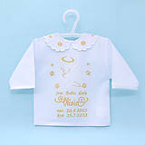 Detské oblečenie - Vyšívaná košieľka na krst "Zlato biely anjel s ružičkami" - 16029633_