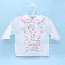 Detské oblečenie - Vyšívaná košieľka na krst "Ružový anjel s ružičkami" (EXPRES košieľka + SBD) - 16029119_
