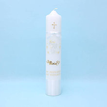 Sviečky - Sviečka na krst s anjelikom a ružičkami bielo zlatá - 16029669_