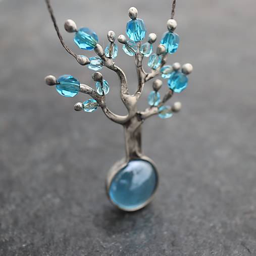 Náhrdelníky - Strom nádeje - svetlomodrý - 16030487_