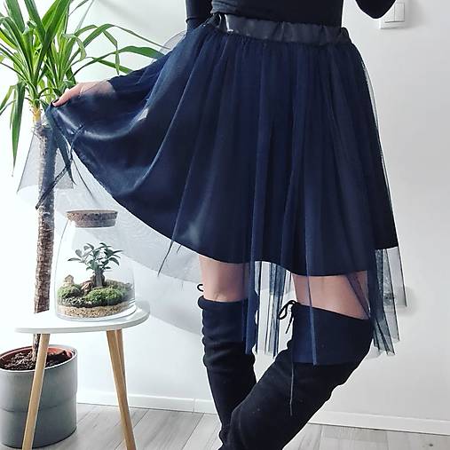 Tylová sukňa Dahlia (M - modrá)