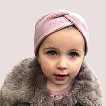 Detské čiapky - BABY DEUX merino čelenka (1- 3 roky) (púdrová ružová) - 16031744_