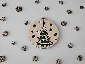 Dekorácie - Drevené vianočné ozdoby - vianočný stromček, farebný podklad (Zelená) - 16031842_