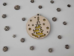 Dekorácie - Drevené vianočné ozdoby - vianočný stromček, farebný podklad (Žltá) - 16031847_