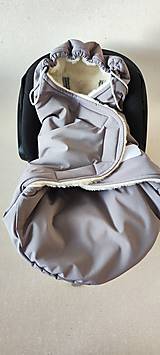 Detský textil - Fusak do kočíka zo 100% ovčej vlny MERINO top super wash a softshell šedý - 16034589_