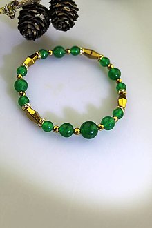 Náramky - smaragdový jadeit s hematitom náramok - 16034726_