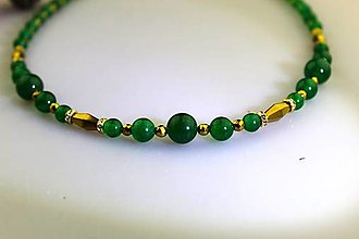 Náhrdelníky - smaragdový jadeit s hematitom náhrdelník - 16035079_