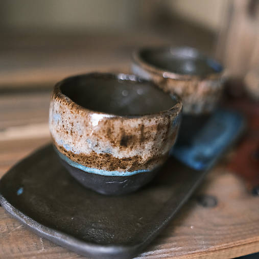 Nádoby - Tmavý modro-ryšavý set - 16033455_