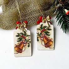 Dekorácie - Vianočná drevená visačka - set 2ks - 16032132_