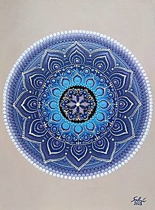 Obrazy - Ručne maľovaná bodkovaná mandala - Mandala šťastia - 16032208_