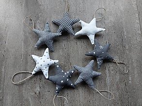Dekorácie - Vianočné šité hviezdičky, ozdoba na stromček - 16034360_
