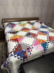 Úžitkový textil - SUNBURST QUILT - originálna patchworková deka - 16036123_