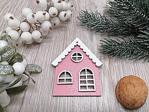 Dekorácie - Vianočná ozdoba na stromček - ružový domček - 16038165_