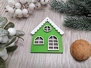 Dekorácie - Vianočná ozdoba na stromček - zelený domček - 16038198_