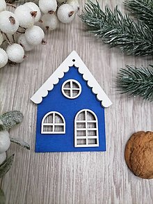 Dekorácie - Vianočná ozdoba na stromček - modrý domček - 16038213_
