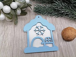 Dekorácie - Vianočná ozdoba na stromček - modrý domček - 16038317_