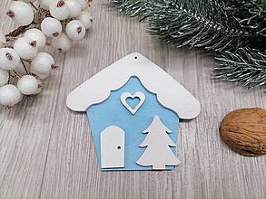 Dekorácie - Vianočná ozdoba na stromček - modrý domček - 16038321_