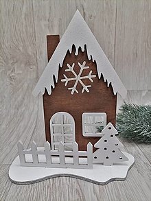 Dekorácie - Vianočný hnedý domček na stojane - 16038404_