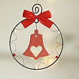 Dekorácie - vianočný zvonček s červenou mašličkou - 16041100_