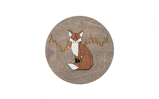 Dekorácie - Drevená dekorácia Dark sitting Fox Wooden Image - 16040640_