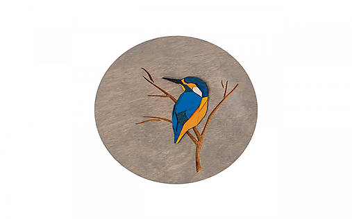 Dekorácie - Drevená dekorácia Kingfisher Wooden Image - 16040671_