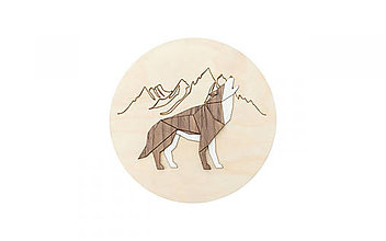 Dekorácie - Drevená dekorácia Light Walking Wolf Wooden Image - 16040436_