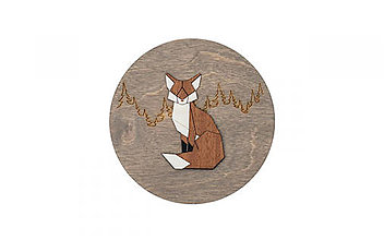 Dekorácie - Drevená dekorácia Dark sitting Fox Wooden Image - 16040640_
