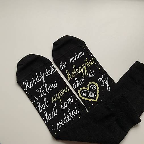 Maľované ponožky pre super KOLEGYŇU (na rozlúčku čierne)