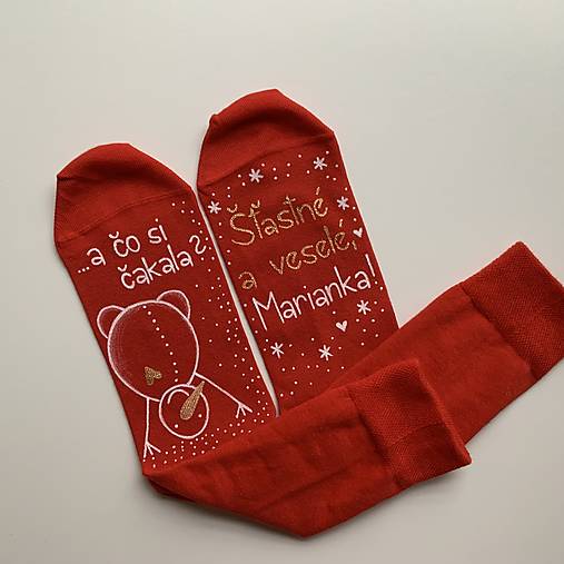 Maľované vianočné ponožky s nápisom: "A čo si čakal?..." alebo na želanie (červené s menom)