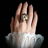 Prstene - Gotický prsteň lebka v korune Memento mori Halloween mystika - 16039352_