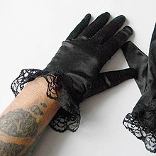 Rukavice - Saténové gotické rukavičky - 16042994_