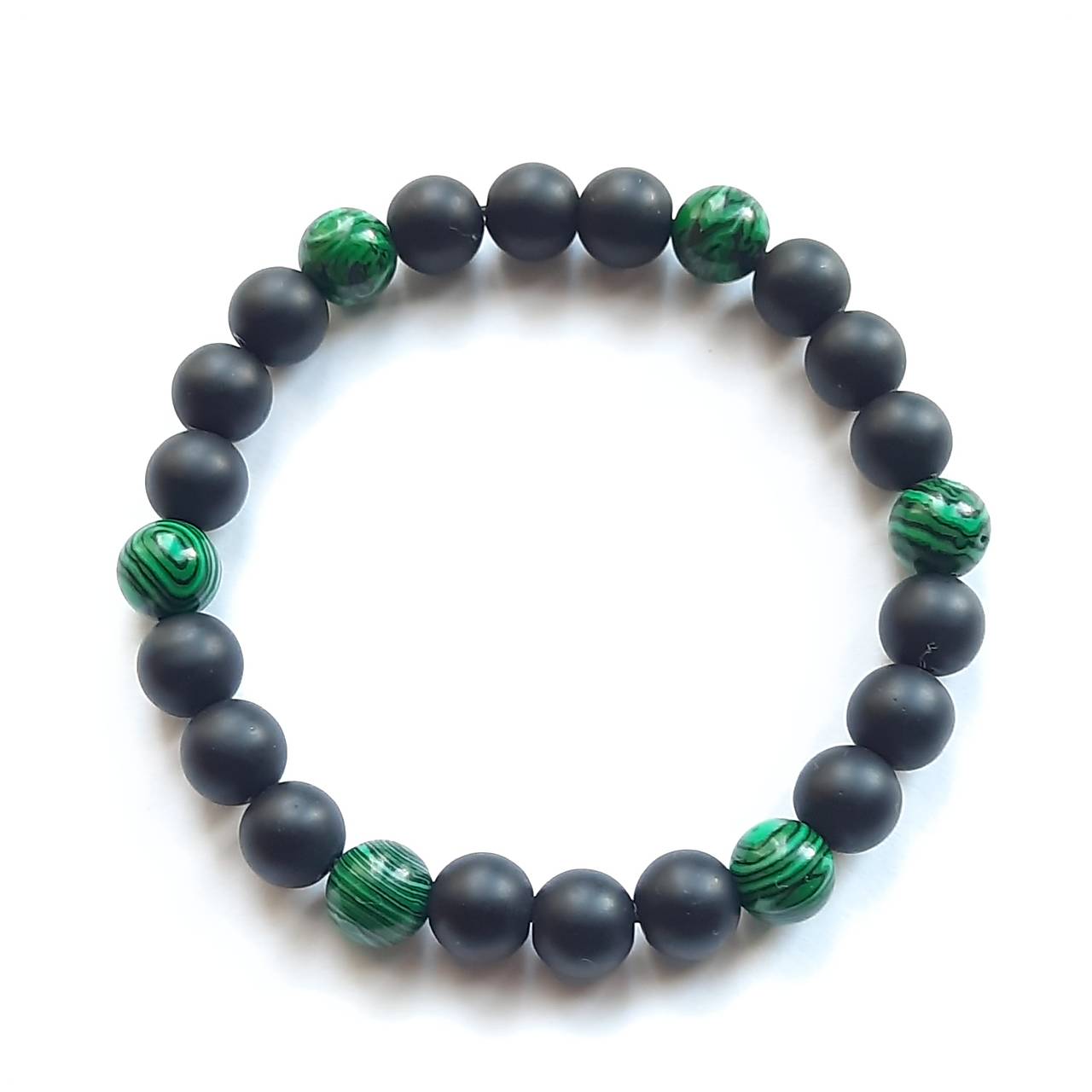 Náramok-matný ónyx+malachit