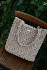 Veľké tašky - Háčkovaná taška PEARL s perličkami - 16044003_