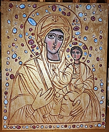 Obrazy - Panna Mária a Ježiš akrylový obraz na plátne ikona - 16045095_