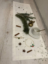 Úžitkový textil - Ľanový BEHÚN - BIELY/stredový obrus/ " Vianočný venček" - 16044995_