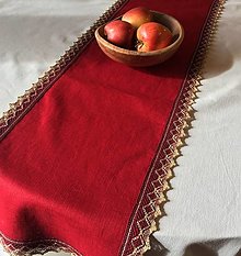 Úžitkový textil - Vianočný obrus z ramie s čipkou - 16044940_