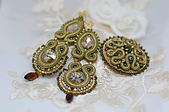 Sady šperkov - Souatche set náušnice a brošňa, Olivová - 16046770_