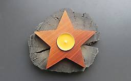 Svietidlá - Svietnik hviezda - slivkové drevo - 16047064_