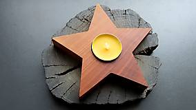 Svietidlá - Svietnik hviezda - slivkové drevo - 16047065_