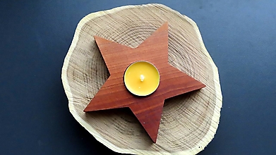 Svietidlá a sviečky - Svietnik hviezda - slivkové drevo - 16047066_