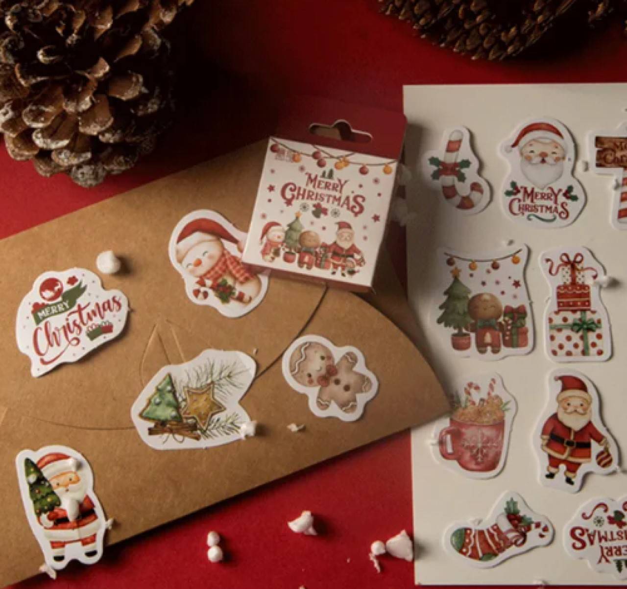 NA104 Krabička nálepiek - vianočné 45 kusov