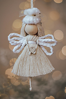 Dekorácie - Vianočný anjelik s čiapočkou a srdiečkom - 16045559_