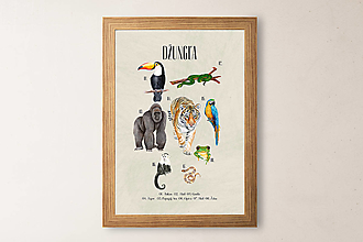 Obrazy - Náučný Plagát JUNGLE Džungľa, art print, obraz do detskej izby - 16047743_