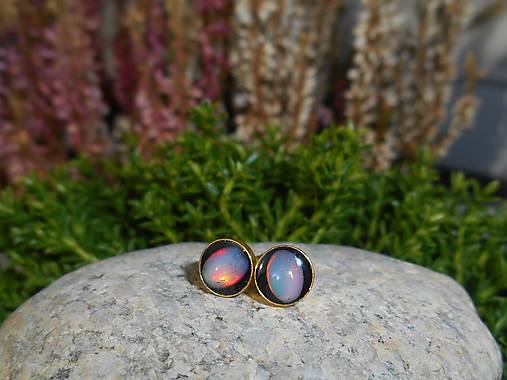 Náušnice - mini opals in gold-opál-zlato-napich.n. - 16052236_